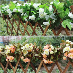 ดอกไม้ประดิษฐ์พลาสติกขายส่ง พวงดอกไม้ใบไม้สีเขียว พวงดอกไม้ประดับตกแต่งบ้านงานแต่งงาน กุหลาบประดิษฐ์ - Product Image 4