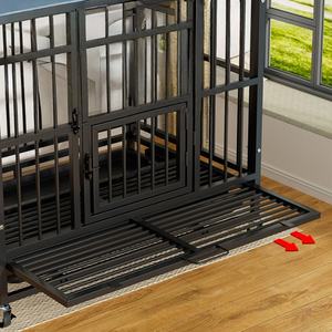 กรงสัตว์เลี้ยงเหล็กเคลื่อนย้ายได้กรงสุนัขกรงสัตว์เลี้ยงแข็งแรงทนทานขนาดกลางบ้านสัตว์เลี้ยงขนาดใหญ่ในร่มพร้อมห้องสุขา - Product Image 5