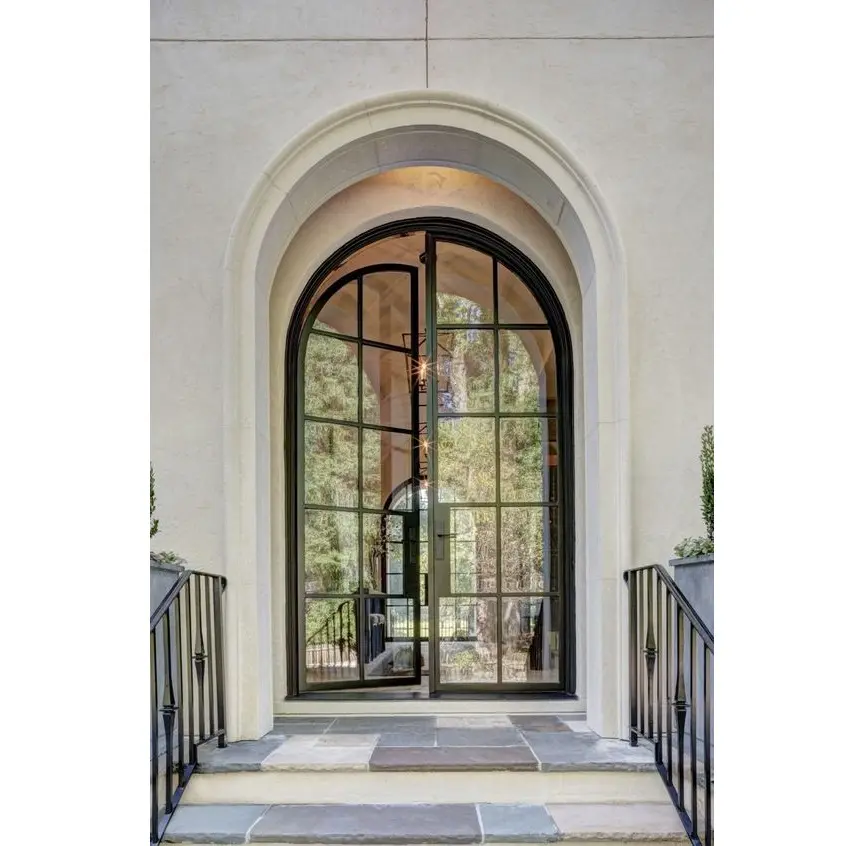 Amerikan Modern tasarım dış konut çelik kapılar için cam ile ev