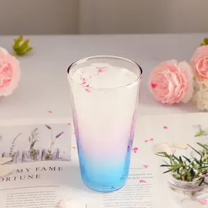 Primavera flor de cerezo temporada Drinkware logotipo personalizado ecológico espresso borosilicato taza de vidrio para beber café taza de té