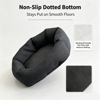 Coussin rond pour chat et chien, confortable, avec rebord, lavable, coussin amovible, base antidérapante, tissu respirant en tricot pour chats et petits chiens