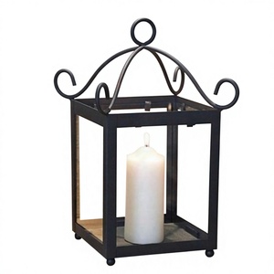 Farol de hierro de diseño, color negro, para decoración de iluminación en el hogar, bodas y festividades, faroles colgantes y de pie en oferta. - Product Image 1
