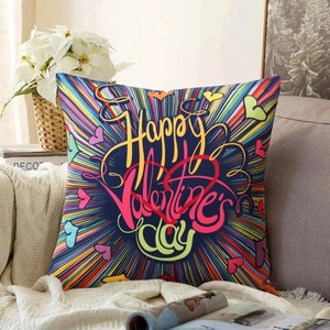 Housse de coussin décorative douce avec impression de cœur <span class=keywords><strong>rouge</strong></span> I LOVE YOU pour la Saint-Valentin, décoration de canapé à la maison - Product Image 6