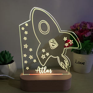 Rocket Luz de noche personalizada Luz de noche para niños Lámpara de letrero con nombre de bebé Regalo de habitación de guardería Lámpara de acrílico 3D - Product Image 6