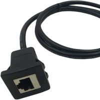 Hitam 1m RJ45 laki-laki ke perempuan LAN jaringan Ethernet kucing 5e Panel Mount kabel Ethernet RJ45 konektor untuk kabel komunikasi