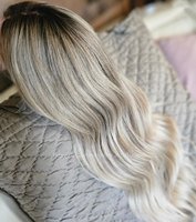Peluca Médica de Cabello Europeo Virgen Rubio con Encaje HD, Base de Silicona Antideslizante, Sistema Capilar Hipoalergénico para Pérdida de Cabello