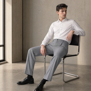 <span class=keywords><strong>Pantalon</strong></span> décontracté homme Jiaer Factory, coupe ample, devant plat, marron, léger, idéal pour mariage et bureau – Nouvelle collection en promotion - Product Image 3