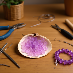 Ilan Abalorios Perline rotonde viola da 10 mm per la creazione di gioielli - Product Image 3