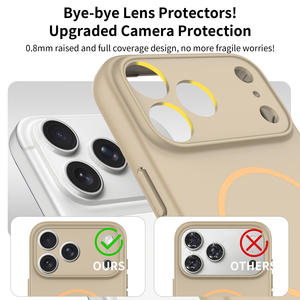 Nuova Cover Magnetica per <span class=keywords><strong>iPhone</strong></span> 17 <span class=keywords><strong>Pro</strong></span> <span class=keywords><strong>Max</strong></span> in Tinta Unita con Finitura Effetto Pelle <span class=keywords><strong>Oro</strong></span> Deserto e Protezione Lente con Foro di Precisione - Product Image 4