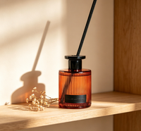 Diffuseur de parfum d'ambiance de luxe en verre ambré côtelé vertical, sans alcool, sans plomb, longue durée, pour aromathérapie, noir