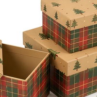 Boîtes cadeaux de Noël avec couvercles, emballage en papier pliable à plat, emballage personnalisé imprimé pour la vente au détail pendant les fêtes