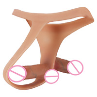 Pantalones de cuero con cinturón estilo tanga, dildo para diversión lésbica, ropa interior femenina con hueco para pene, 610g