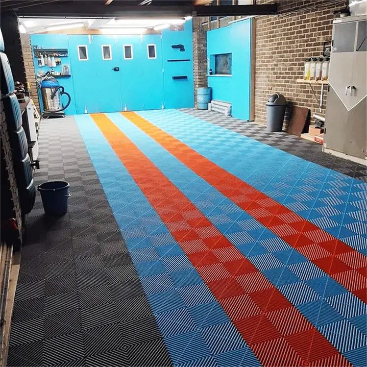 Non-slip Pp Plastic Interlocking Garage Floor Tiles for Car Wash Room and Workshop