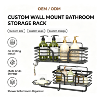 Étagère de salle de bain à 3 niveaux en acier au carbone, support mural à ventouse, rangement polyvalent sans perçage, minimaliste et moderne