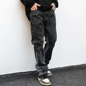 Распродажа, повседневные джинсовые черные брюки, светло-голубые джинсы в стиле пэчворк, индивидуальные рваные штаны, мужские расклешенные джинсы