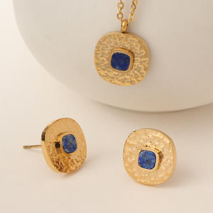 Ensemble de bijoux en pierres précieuses naturelles, ensemble de bijoux exquis pour femmes en or 18 carats, ensemble de bijoux en acier inoxydable. - Product Image 2