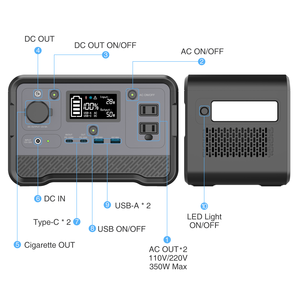 Station d'alimentation portable LiFePO4 pour l'extérieur, générateur solaire 350W 297.6WH, charge rapide, station d'alimentation portable - Product Image 3