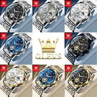 OLEVS 9931 Montre pour homme tendance Mouvement à quartz Design unique Montre en acier inoxydable Étanche pour homme Montre de marques célèbres