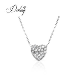 <span class=keywords><strong>Gargantilla</strong></span> de corazón con colgante devoto adornado con cristales de <span class=keywords><strong>Swarovski</strong></span>, joyería de plata 925/Collar de brillo Daisini de latón para regalo - Product Image 1