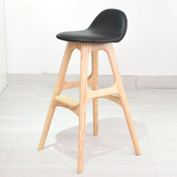 Chaises de salle à manger modernes, tabourets de bar hauts pour îlot de cuisine, restaurant, tabourets de bar en bois, tabourets de bar en cuir noir