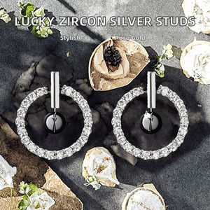 Pendientes Circulares de Plata de Ley 925 con Circonita, Modernos y Elegantes para Mujer, Regalo para Aniversario de Bodas - Product Image 2