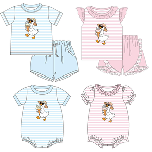 Preventa al por mayor: Conjuntos de ropa de verano para bebés y niños pequeños con estampado orgánico de velero, suaves y bonitos, para hermanos. Pedido mínimo 5 unidades. - Product Image 6