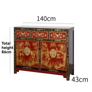 יפה צבוע ביד מלא עץ סיידית בסגנון סיני ארון - Product Image 5