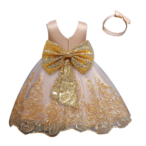 Girl Dresses <b>Sequins</b> Bowknot Dress Girls Lace Wedding Pageant Princess Gown Toddler Kids Skirt - Product Image 5