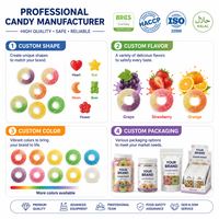 Sugar Coated Ring Starch Gummy Candy Multicolor Fruit Flavor Soft Chewy Donut Starch Gummy Sweet Sour Candy for Kids Wholesale