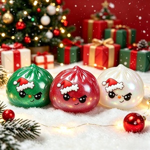 Christmas Santa Claus <b>Glitter</b> Dumpling Squishy Soft Squeeze Fidget Toy Stress Relief Sensory Toy Gift for Kids and Adult - Product Image 1