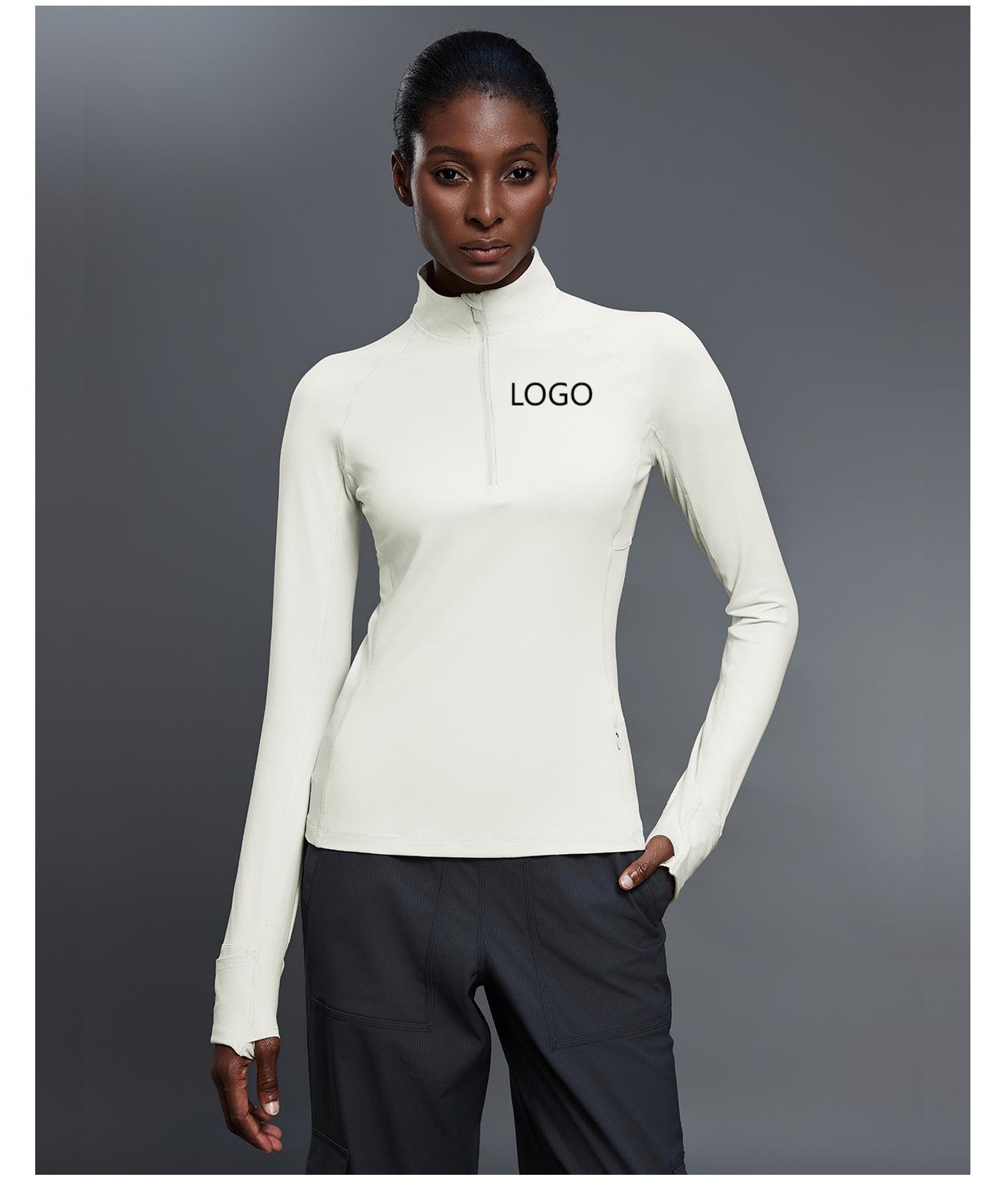 Autumn Stand Collar Slim Fit Half-Zip Long Sleeve Yoga Top Lightweight Breathable Fitness T-Shirt for Running Sports