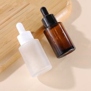 In Stock 30ml Glass <b>Flat</b> Shoulder Dropper Bottle with Thick Bottom for Skin Care Serum Cream Face Cream Eye Drops - Product Image 6
