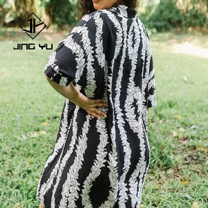 Chemises à col montant imprimées sur mesure pour l'été, maillots de bain et vêtements de plage, robes chemise pour femmes - Product Image 3