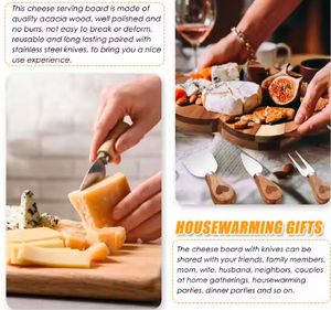 Set Tagliere per Formaggi a Forma di Cuore Personalizzabile in Legno con Coltelli, Vassoio per Salumi, Idea Regalo per Casa e Matrimonio - Product Image 2