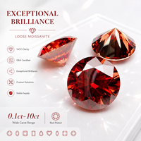 Piedra suelta de moissanita de corte redondo con revestimiento rojo, 0.1-10CT, certificada por GRA, creada en laboratorio, color mejorado, venta al por mayor para la elaboración de joyería fina