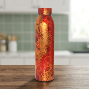 ขวดน้ำโลหะดีไซน์โอเรียนทอล ลายสีแดงทอง แก้วน้ำพกพา - Product Image 5