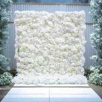 Panneaux muraux de fleurs artificielles en soie rose de haute qualité 5D, enroulables, pour la décoration intérieure et les mariages