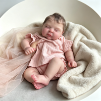 Poupée Reborn réaliste de 20 pouces avec visage rond, cheveux implantés, jouet compagnon pour filles, cadeau pour enfants
