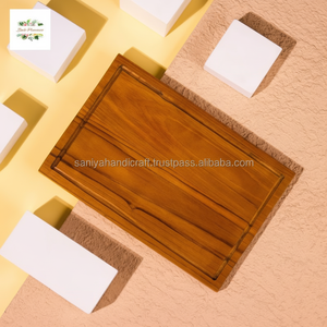 Tabla de cortar de madera de acacia grande, tabla de cortar de madera sostenible pulida hecha a mano de la mejor calidad para uso en la cocina - Product Image 1