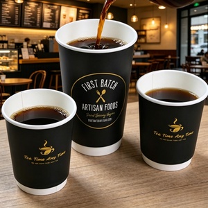 Vasos <span class=keywords><strong>de</strong></span> <span class=keywords><strong>Café</strong></span> Desechables al por Mayor con Tapas, Logotipo Personalizado Impreso, Doble Pared, para Bebidas Calientes, Restaurantes y Cafeterías - Product Image 1