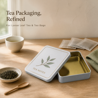 Boîte à thé personnalisée imprimée 139x119x31mm, emballage métallique rectangulaire pour thé en vrac, matcha, cadeau, stockage, vente en gros, OEM, ODM