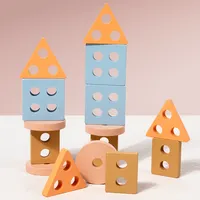 Jouets en bois écologiques amusants pour le reconnaissance des couleurs, les puzzles de tri de formes, le tri et l'empilage des blocs