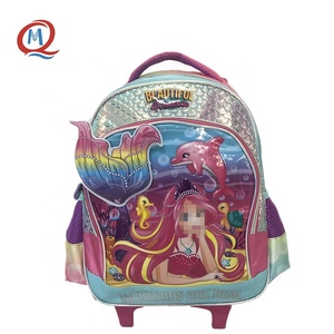 Mermaid 3D Princess Trolley <span class=keywords><strong>Mochila</strong></span> escolar Estudiante <span class=keywords><strong>Mochila</strong></span> con <span class=keywords><strong>ruedas</strong></span> para niña - Product Image 2