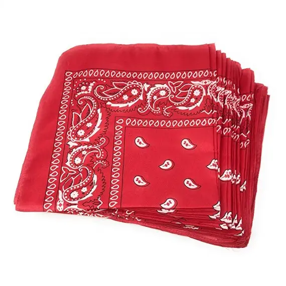 Logotipo personalizado impreso rojo Pasley cuello pañuelos pañuelo de algodón para eventos
