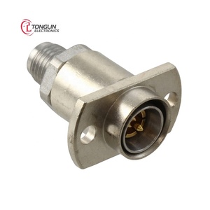 448091-2 Gerader Stecker <span class=keywords><strong>Blindmate</strong></span> Koaxial-Verbinder RF-Adapter auf 3,5mm 50 Ohm Panelmontage Vergoldet Snap-On/Gewindeanschluss - Product Image 1