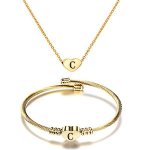 Stainless Steel Heart Necklace And <b>Bracelet</b> <b>Set</b> 18K Gold Plated Women's Jewelry Gift For Her - Product Image 4
