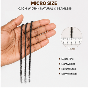 Estensioni Micro Locs 100% <span class=keywords><strong>Capelli</strong></span> Vergini Brasiliani Super Double Drawn 1B, Dreadlocks Fatti a Mano, Larghezza 0,1 cm, Micro-Link - Product Image 4