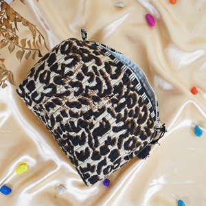 Leopard Print Cosmetic Bag Set with Zipper and Tassel Portable <b>Makeup</b> Pouches Fashion Textile Travel <b>Case</b> Medium Size - Product Image 5