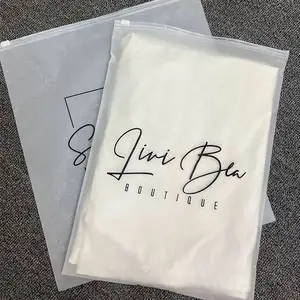 Özel Logo lüks giyim çanta şeffaf poli kilitli ambalaj PE malzeme için giysi ve fermuarlı çantalar plastik poşetler ambalaj