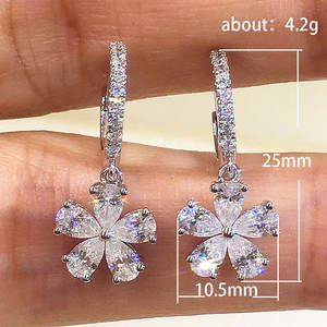 Pendientes de Diamantes en Oro Blanco, Corte Pera, Color G, Naturales, Románticos, para Boda, Chapados en Rodio, Joyería Fina para Mujer - Product Image 5